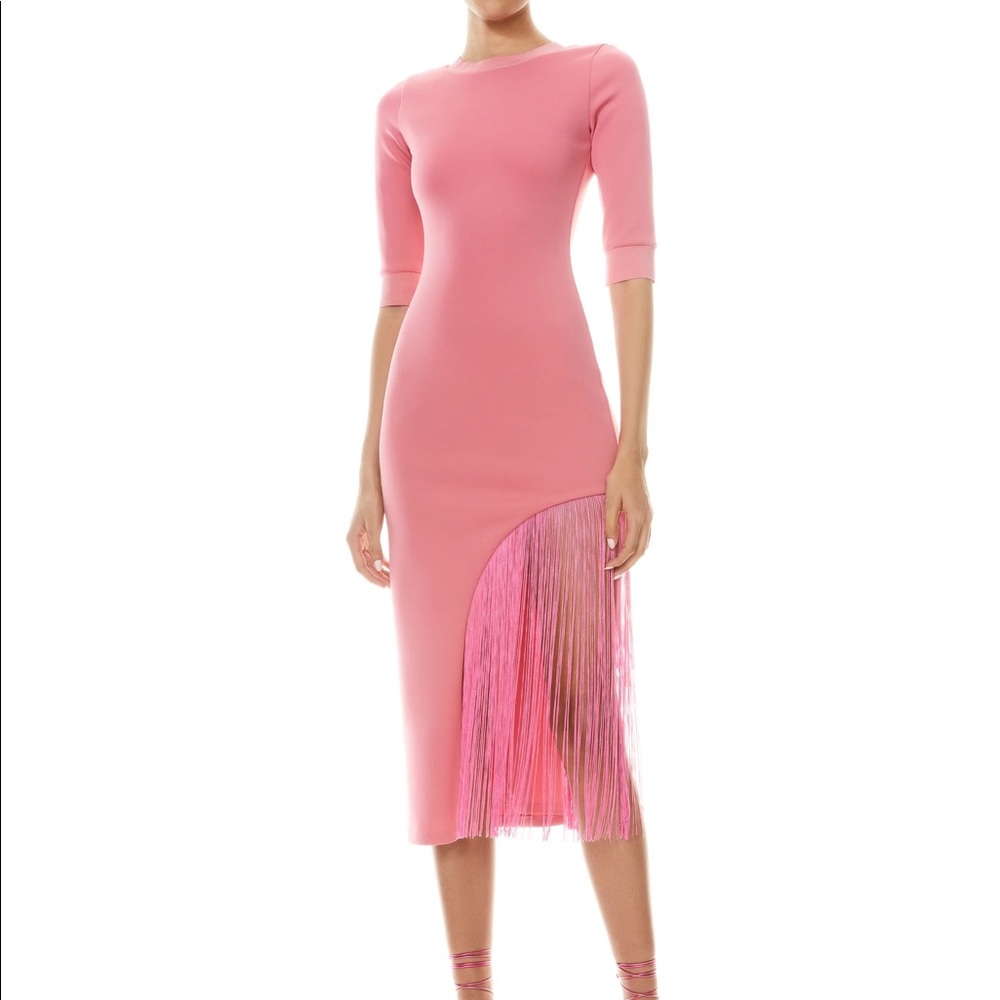 Alice + Olivia Keanna dress - pink with fringe